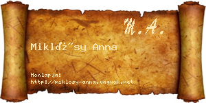 Miklósy Anna névjegykártya