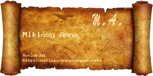 Miklósy Anna névjegykártya