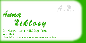 anna miklosy business card